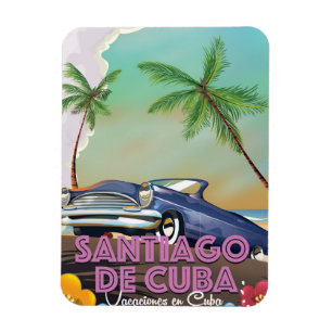 Imán Cartel de viaje antiguo de Santiago de Cuba