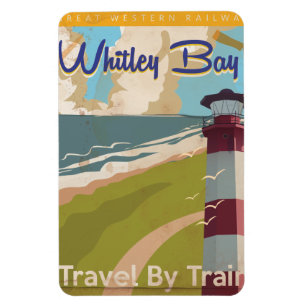 Imán Cartel de viaje antiguo de Whitley Bay, North Tyne