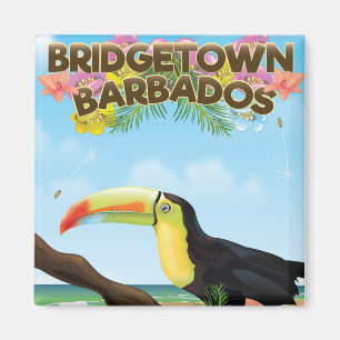 Imán Cartel de viaje de Bridgetown Barbados Toucan
