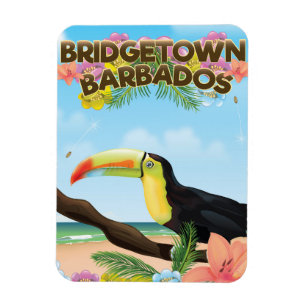 Imán Cartel de viaje de Bridgetown Barbados Tucán