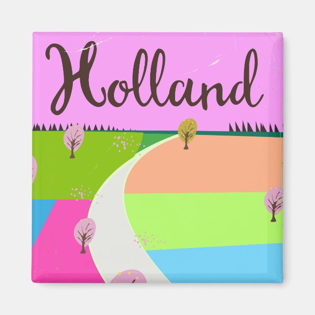 Imán Cartel de viaje de campos de Holanda (Frente)