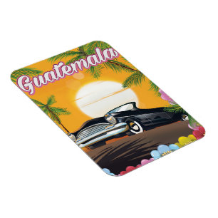 Imán Cartel de viaje de coche antiguo de Guatemala