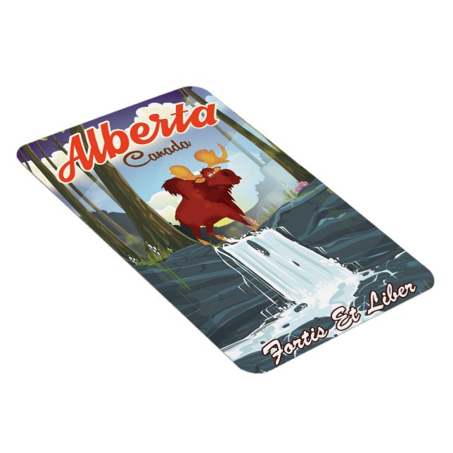 Imán Cartel de viaje de dibujos animados de Alberta Can (Lado Derecho)