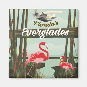 Imán cartel de viaje de dibujos animados de los Evergla