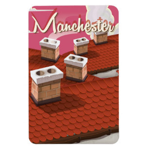 Imán Cartel de viaje de dibujos animados de Mánchester,