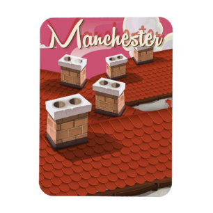 Imán Cartel de viaje de dibujos animados de Mánchester,