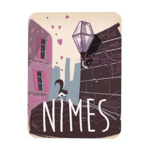 Imán Cartel de viaje de dibujos animados de Nîmes Franc