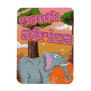 Imán Cartel de viaje de dibujos animados de Sudáfrica