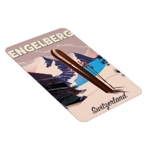 Imán Cartel de viaje de esquí de Engelberg Suiza