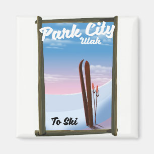 Imán Cartel de viaje de esquí de Park City Utah