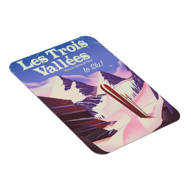 Imán Cartel de viaje de esquí Les Trois Vallées (Lado Derecho)