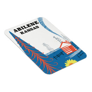 Imán Cartel de viaje de estilo vintage de Abilene Kansa