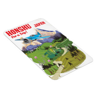 Imán Cartel de viaje de estilo vintage de Honshu Japón