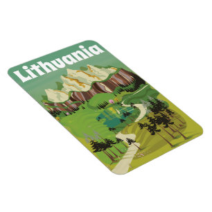 Imán Cartel de viaje de estilo vintage de Lituania