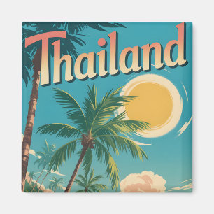 Imán Cartel de viaje de estilo vintage de una Tailandia