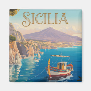 Imán Cartel de viaje de estilo vintage para Sicilia Ita