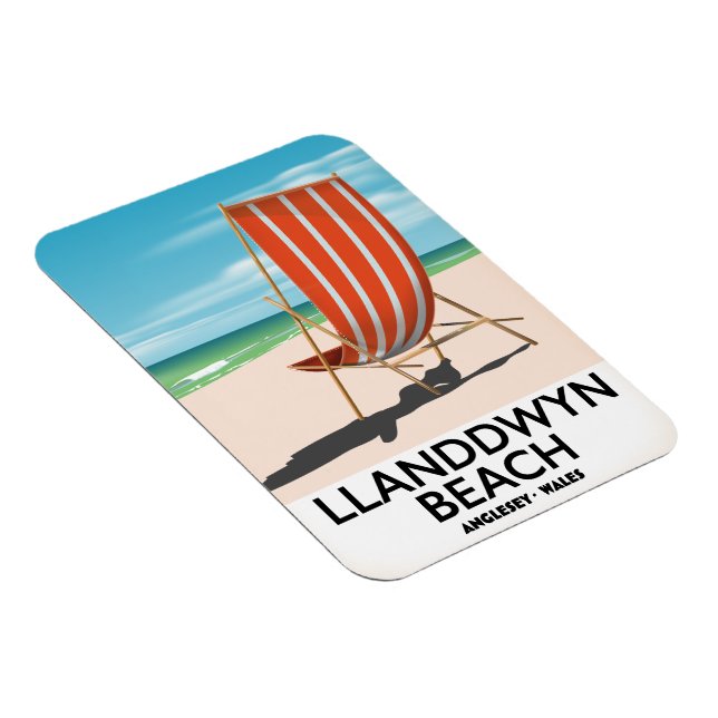 Imán cartel de viaje de la playa Landdwyn Anglesey Gale (Lado Derecho)