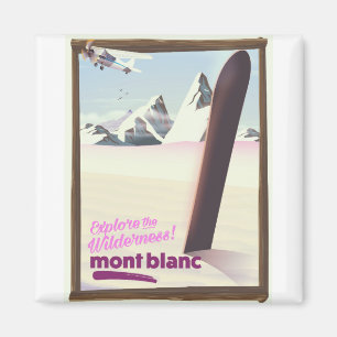 Imán cartel de viaje de mont blanc Snowboarding.