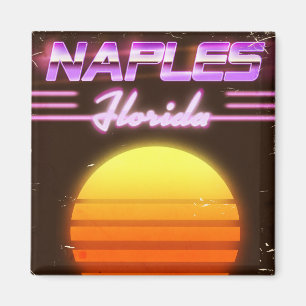 Imán Cartel de viaje de Nápoles Florida años 80
