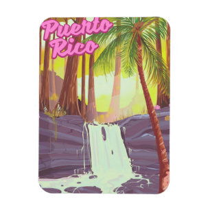 Imán cartel de viaje de palma tropical de Puerto Rico