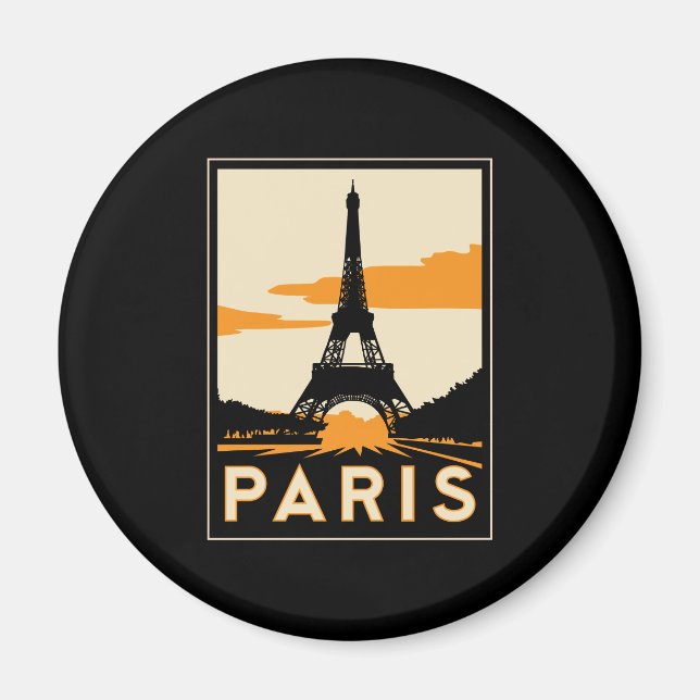 Imán cartel de viaje de parís art deco retro (Frente)