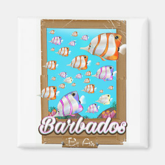 Imán Cartel de viaje de peces tropicales de Barbados