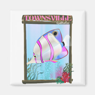 Imán Cartel de viaje de peces tropicales de Townsville