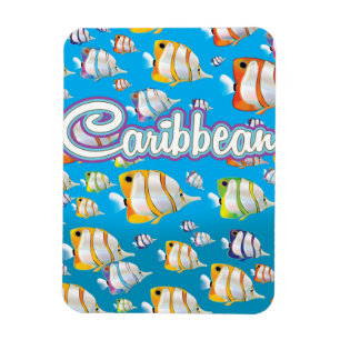 Imán Cartel de viaje de peces tropicales del Caribe.
