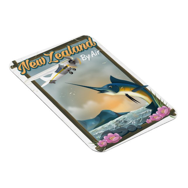 Imán Cartel de viaje de pesca de Nueva Zelandia (Lado Derecho)