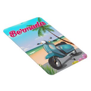 Imán Cartel de viaje de scooter en la playa de Bermudas