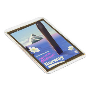 Imán Cartel de viaje de snowboarding vintage de Noruega