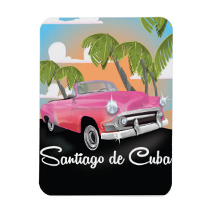 Imán Cartel de viaje de vacaciones vintage de Santiago 