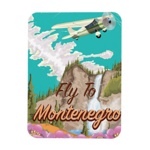 Imán Cartel de viaje de vuelo vintage de Montenegro