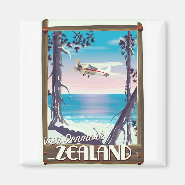Imán cartel de viaje de Zelanda Dinamarca (Frente)