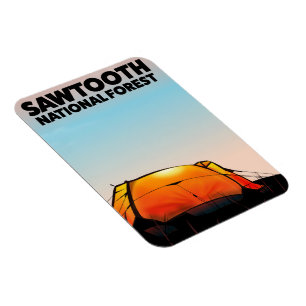 Imán Cartel de viaje del Bosque Nacional Sawtooth