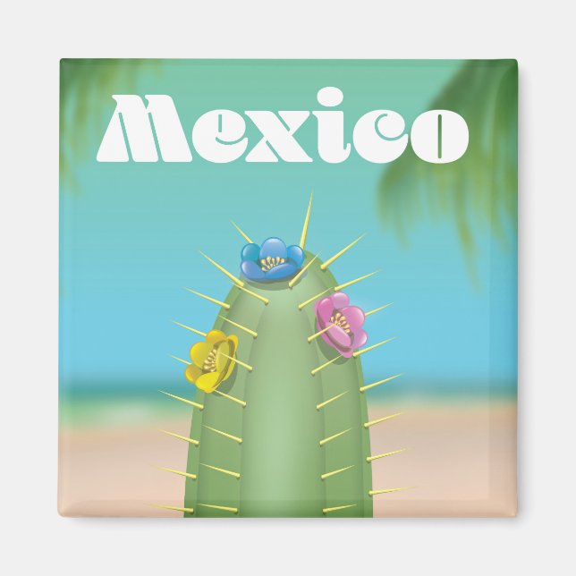 Imán cartel de viaje del cactus de México (Frente)