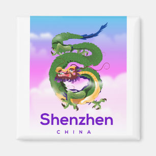 Imán cartel de viaje del dragón de Shenzhen China