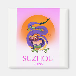 Imán Cartel de viaje del dragón de Suzhou China