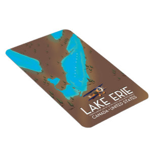 Imán Cartel de viaje del lago Erie, EE. UU.