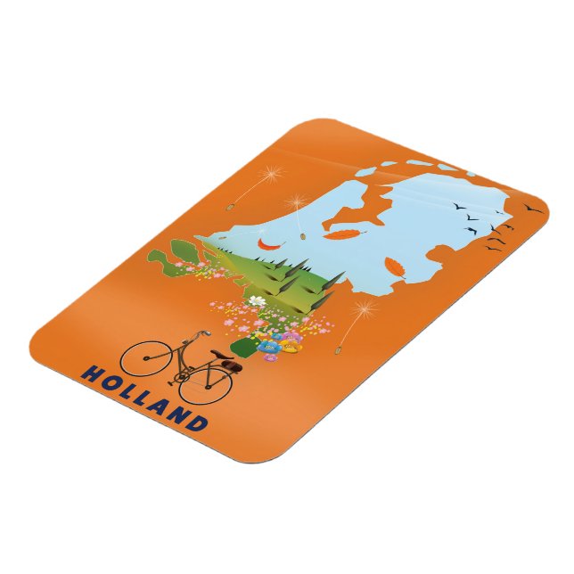 Imán Cartel de viaje del mapa de Holanda (Lado Izquierdo)