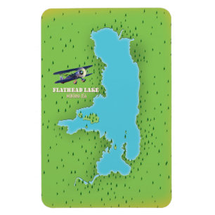 Imán Cartel de viaje del mapa del lago Flathead Montana