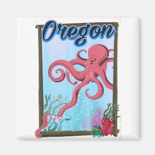 Imán Cartel de viaje del pulpo de Oregón.