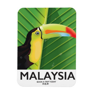 Imán Cartel de viaje del tucán de Malasia