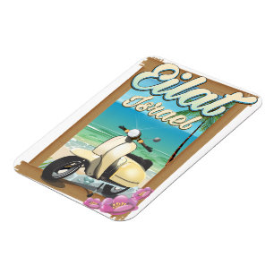Imán Cartel de viaje en scooter a la playa de Eilat Isr
