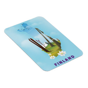 Imán cartel de viaje ilustrado de Finlandia