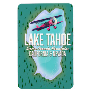 Imán cartel de viaje mapa del lago Tahoe