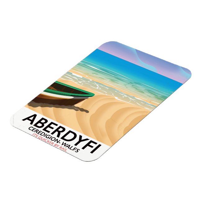 Imán Cartel de viaje vintage de Aberdyfi, Ceredigion Ga (Lado Izquierdo)