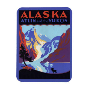 Imán Cartel de viaje vintage de Alaska, Atlin y el Yuko