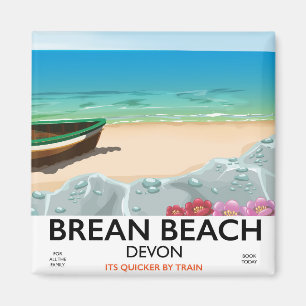 Imán Cartel de viaje vintage de Brean Beach Devon
