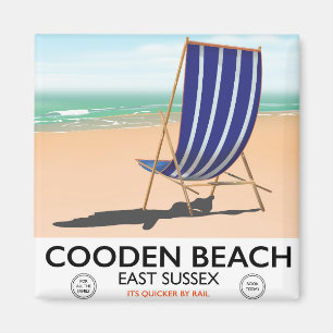 Imán Cartel de viaje vintage de Cooden Beach East Susse
